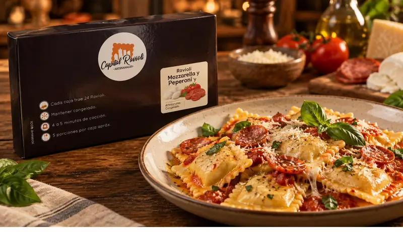 Ravioli mozzarella y pepperoni